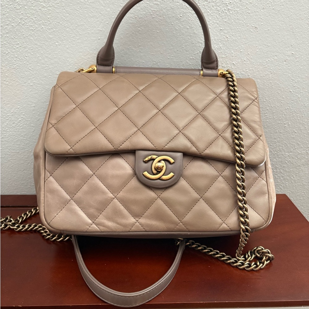 Stunning Chanel Calfskin Top Handle FlapBag